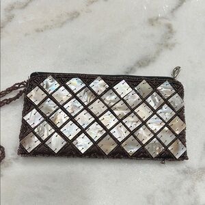 Elegant Brown and Silver Clutch